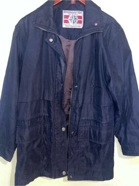 Vintage Swingster Black Lightweight Jacket Size Sm Dunlop Logo Good Condition